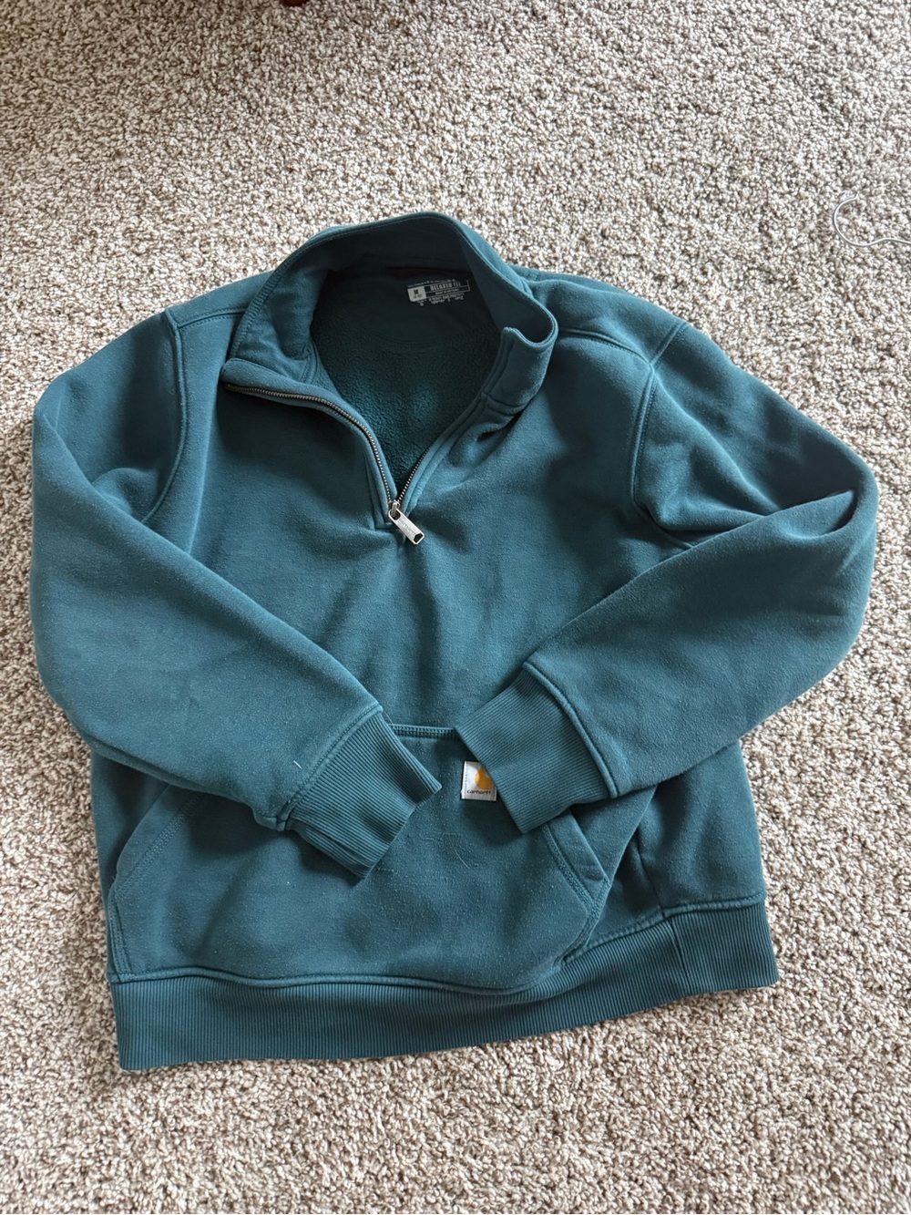 Carhartt Men's Teal Half-Zip Fleece Pullover